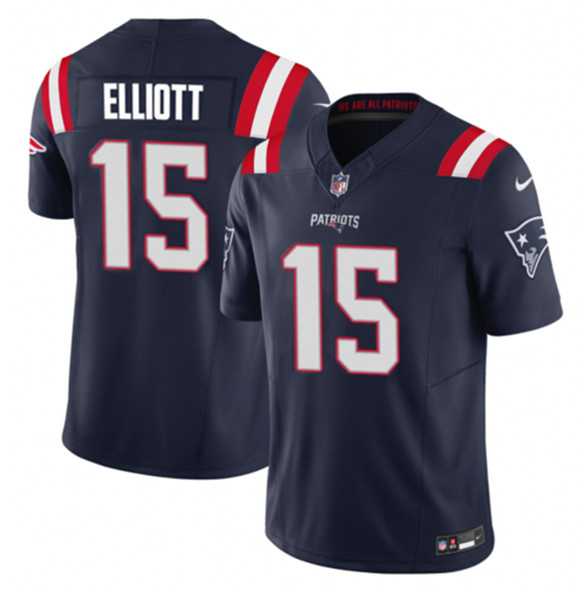 Men & Women & Youth New England Patriots #15 Ezekiel Elliott Navy 2023 F.U.S.E. Vapor Limited Jersey